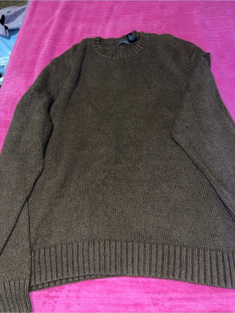 Men's Crewneck Brown Cotton Sweater